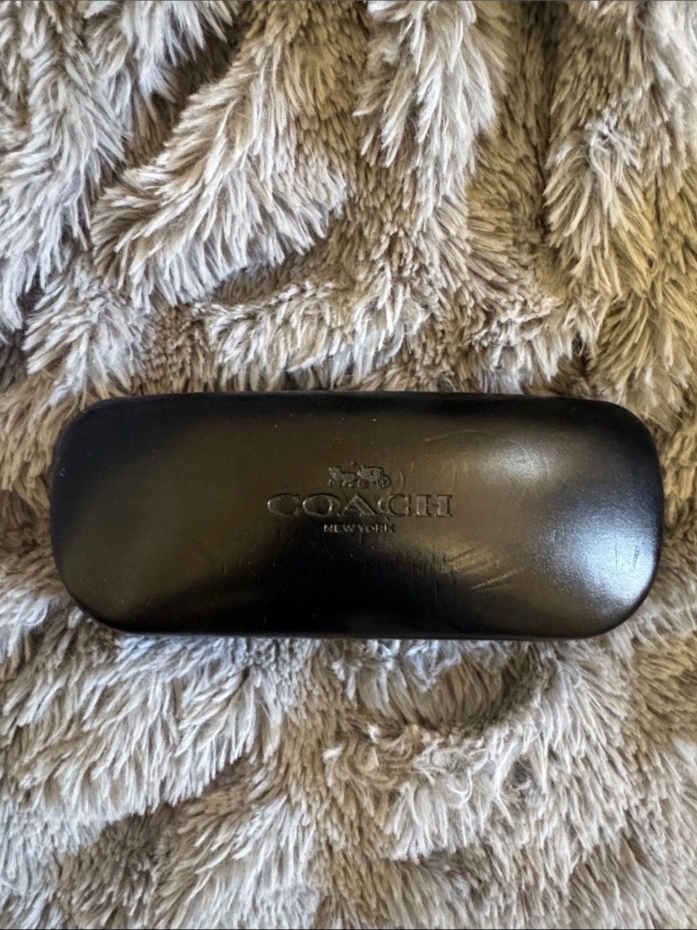 Coach Black Leather Eyeglass Case with Embossed Logo